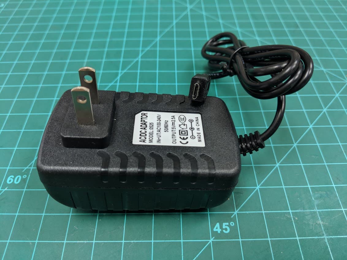Micro-B Wall Adapter Power Supply , 5V/2.5A (compatible with Raspberry Pi 3B+)