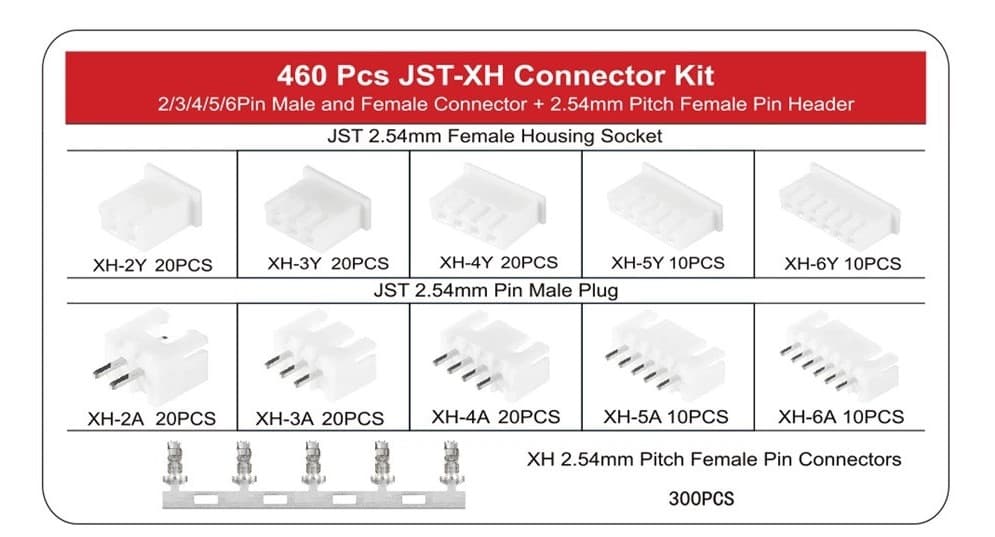 JST-XH Connectors and Terminals kit (2.54mm)