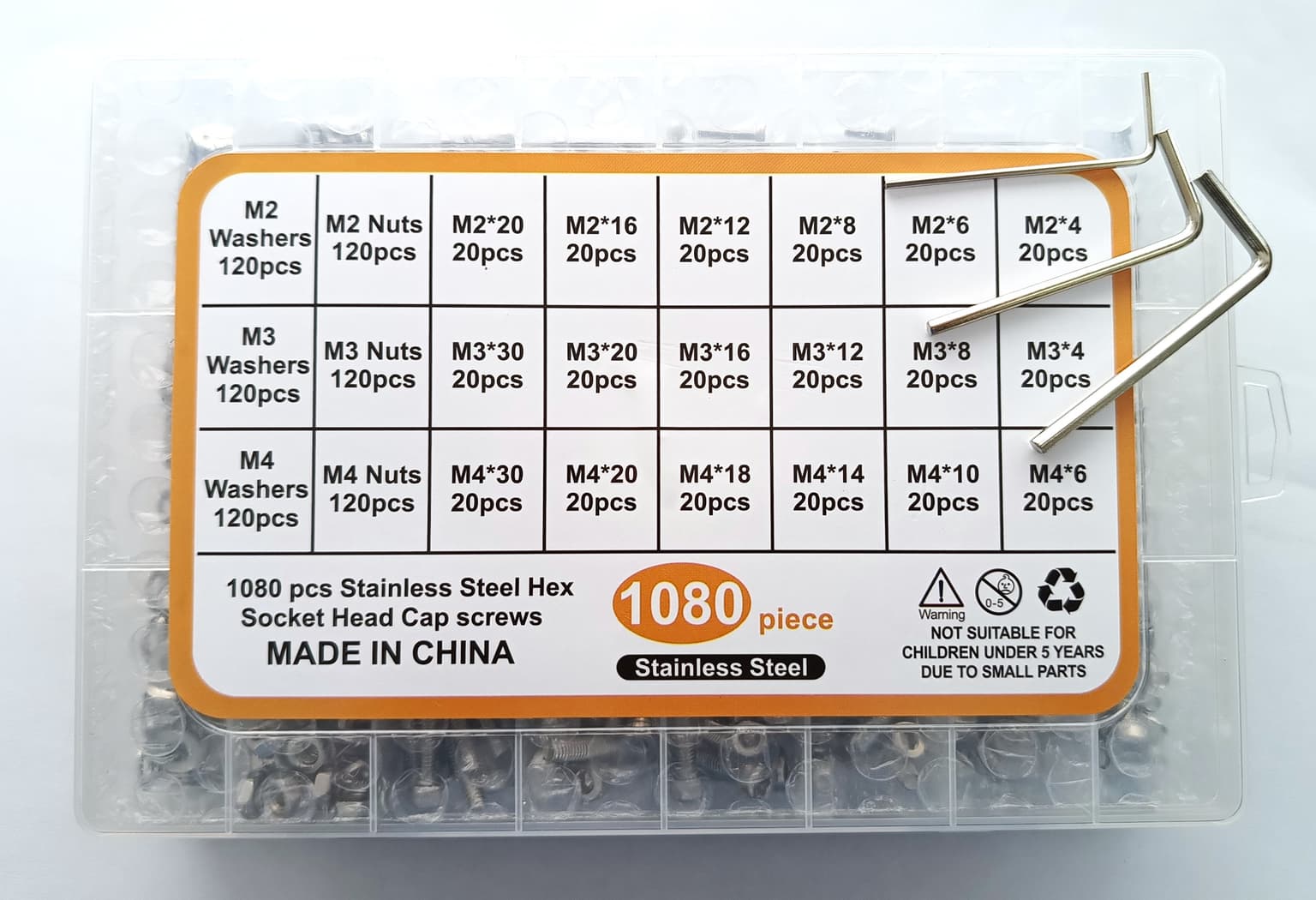 Stainless Steel Hex Screw, Bolt & Nut Kit – 1080pcs