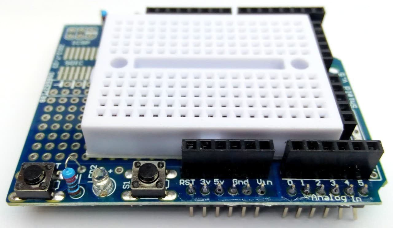 Protoshield with mini breadboard for Arduino UNO